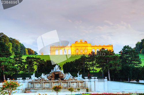 Image of Gloriette Schonbrunn in Vienna at sunset