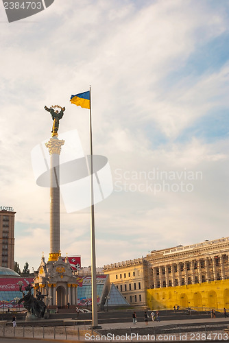 Image of Independence monument at Independence square in Kiev in the morn