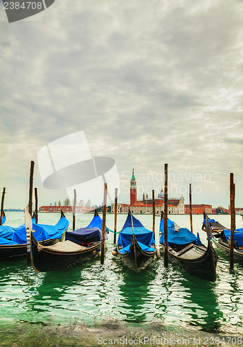 Image of Gondolas floating in the Grand Canal of Venice