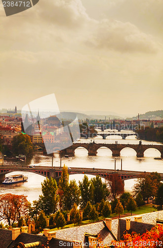 Image of Overview of old Prague with Charles bridge