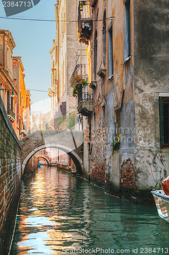 Image of Narrow canal in Venice, Italy