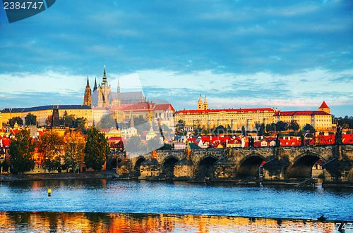 Image of Overview of old Prague with Charles bridge