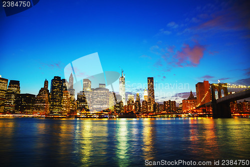 Image of New York City cityscape at sunset