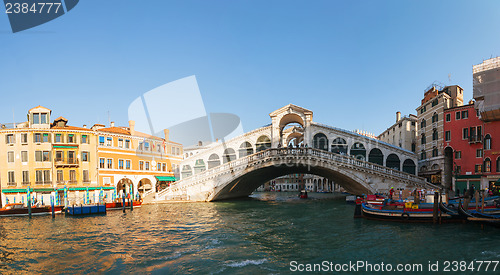 Image of Rialto Bridge (Ponte Di Rialto) in Venice, Italy on a sunny day