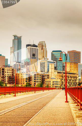 Image of Downtown Minneapolis, Minnesota in the evening 