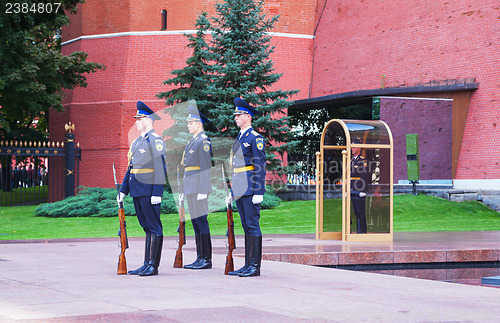 Image of Guard of honor at the Kremlin wall in Moscow, Russia