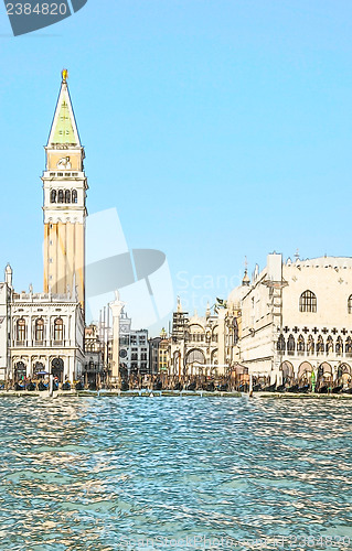 Image of San Marco square in Venice, Italy as seen from the lagoon