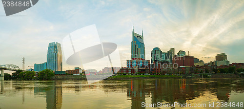 Image of Downtown Nashville cityscape in the evening