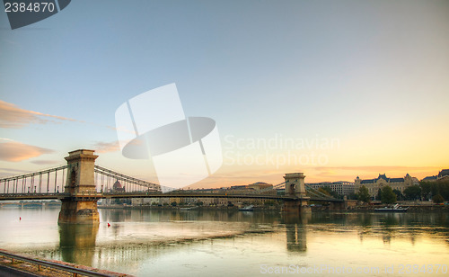 Image of Szechenyi suspension bridge in Budapest, Hungary