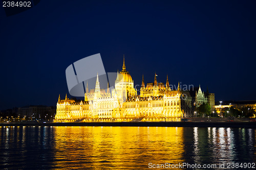 Image of Hungarian House of Parliament in Budapest at the night time