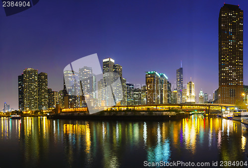 Image of Downtown Chicago, IL in the night