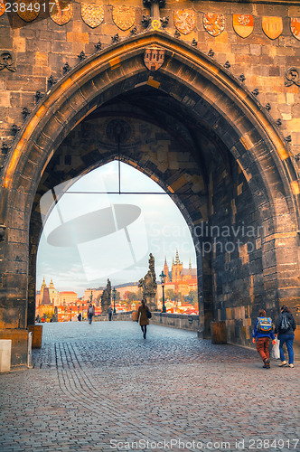 Image of Overview of old Prague from Charles bridge side