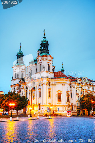 Image of St. Nicolas church at Old Town square in Prague