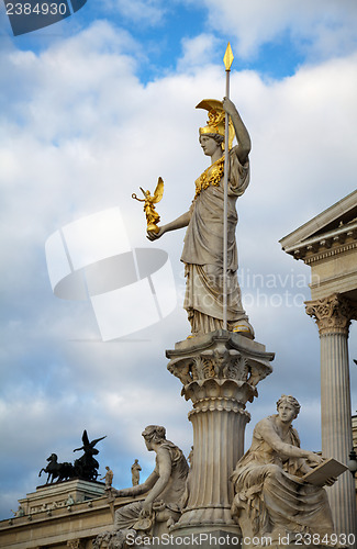 Image of Statue of Athene in front of the Parliament building in Vienna