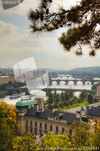 Image of Overview of old Prague with Charles bridge