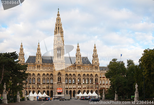 Image of Rathaus (City hall) in Vienna, Austria in the morning