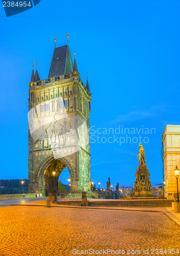 Image of Charles bridge in Prague, Czech Republic early in the morning