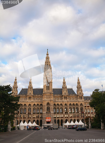 Image of Rathaus (City hall) in Vienna, Austria in the morning