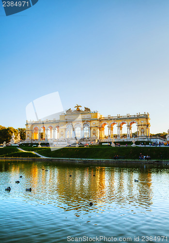 Image of Gloriette Schonbrunn in Vienna at sunset