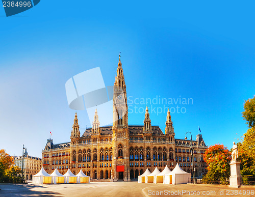 Image of Rathaus (City hall) in Vienna, Austria in the morning