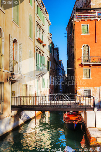 Image of Narrow canal in Venice, Italy