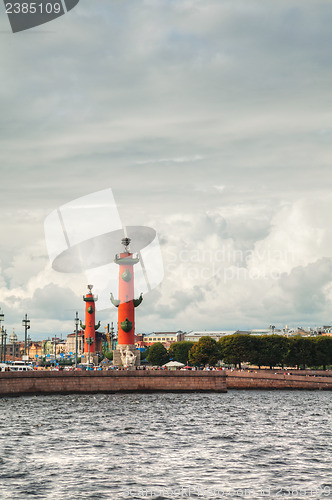 Image of Rostral columns-beacons at Vasilievsky Island in Saint Petersbur