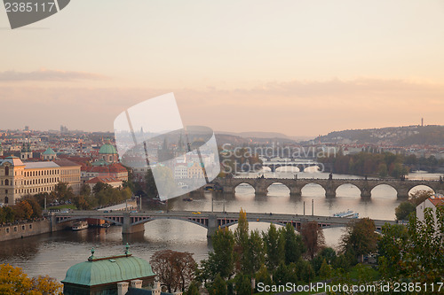 Image of Overview of old Prague with Charles bridge