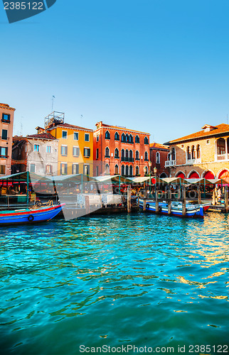 Image of Rialto market in Venice, Italy on a sunny day