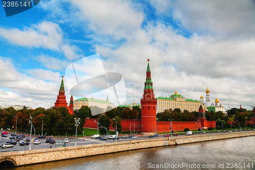 Image of Panoramic overview of downtown Moscow with Kremlin