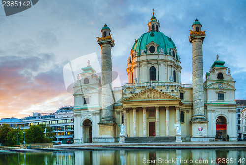 Image of Karlskirche in Vienna, Austria in the morning