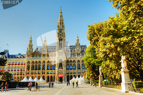 Image of Rathaus (City hall) in Vienna, Austria in the morning