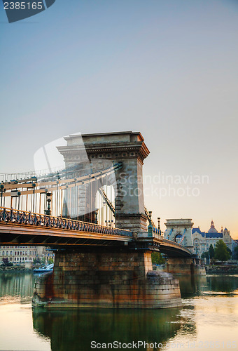 Image of Szechenyi suspension bridge in Budapest, Hungary