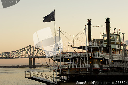 Image of Steamboat at sunset