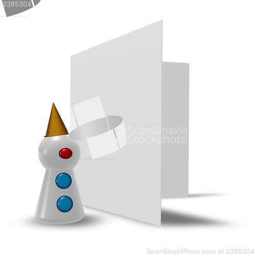 Image of clown and blank card