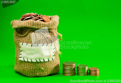 Image of Sack and row of coins