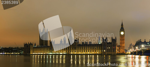 Image of Parliament building with Big Ben panorama in London