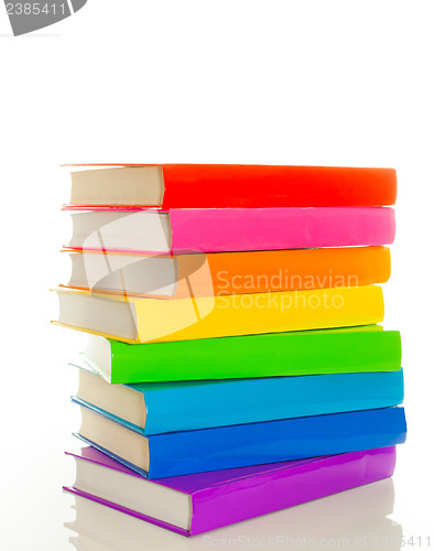 Image of Stack of colorful books - library concept