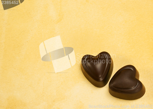 Image of Two heart shaped chocolate candies