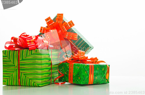 Image of Green boxes with presents