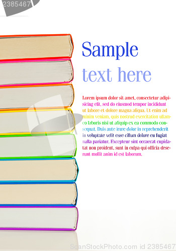 Image of Stacks of colorful books - library concept