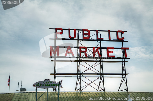 Image of Famous Public Market sign in Seattle, Washington