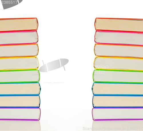 Image of Stacks of colorful books - library concept