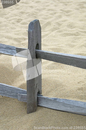 Image of Old wooden fence on a beach