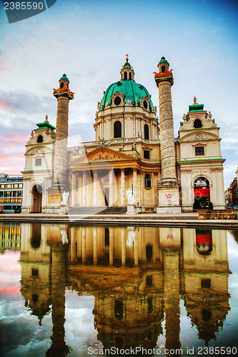 Image of Karlskirche in Vienna, Austria in the morning