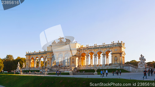 Image of Gloriette Schonbrunn in Vienna at sunset