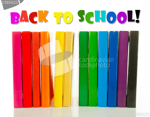 Image of Row of colorful books - Back to school concept