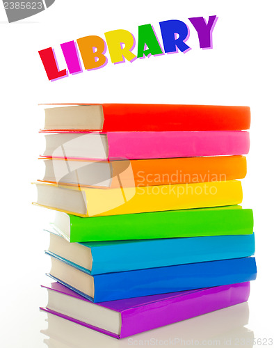 Image of Stack of colorful books - library concept