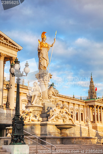 Image of Sculptures in front of the austrian parliament building in Vienn