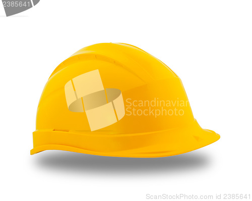 Image of Yellow protective construction helmet 