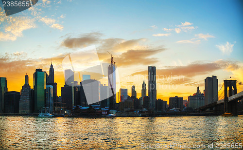 Image of New York City cityscape at sunset